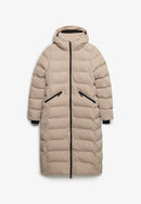 City Longline Microfibre Jacket - Mushroom Beige
