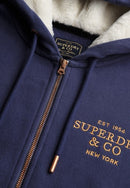 Luxe Fur Lined Zip Hoodie - Mariner Navy