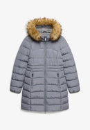 Faux Fur Fuji Hooded Jacket - Grey Texture