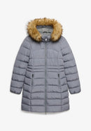 Faux Fur Fuji Hooded Jacket - Grey Texture