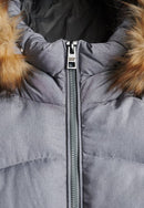 Faux Fur Fuji Hooded Jacket - Grey Texture