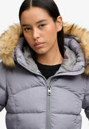 Faux Fur Fuji Hooded Jacket - Grey Texture