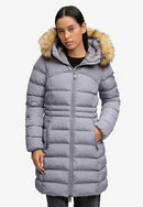Faux Fur Fuji Hooded Jacket - Grey Texture