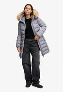 Faux Fur Fuji Hooded Jacket - Grey Texture