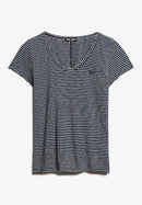Scoop Neck Tee - Deep Navy/optic Stripe