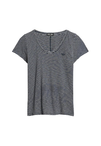 Scoop Neck Tee - Deep Navy/optic Stripe
