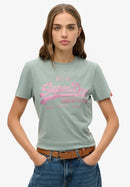 Vl Rhinestone Slim Tee - Silver Blue