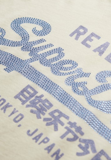 Vl Rhinestone Slim Tee - Dusty White