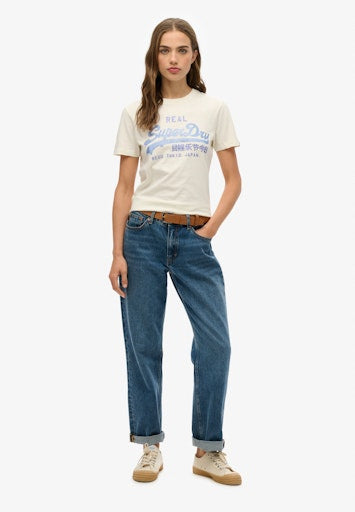 Vl Rhinestone Slim Tee - Dusty White