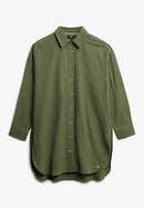 Ibiza Longline Beach Shirt - Beetle Green