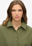 Ibiza Longline Beach Shirt - Beetle Green