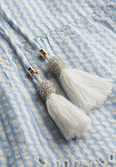 Broderie Long Sleeve Blouse - Blue Stripe