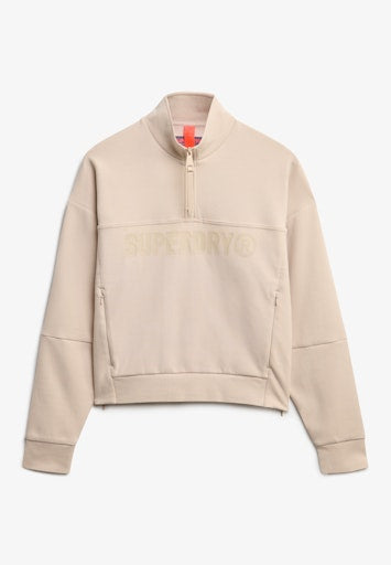 Active Tech Logo 1/2 Zip Sweat - Off Grey