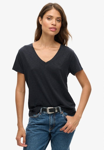 Studios Slub Embroidered Vee Tee - Eclipse Navy