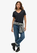 Studios Slub Embroidered Vee Tee - Eclipse Navy