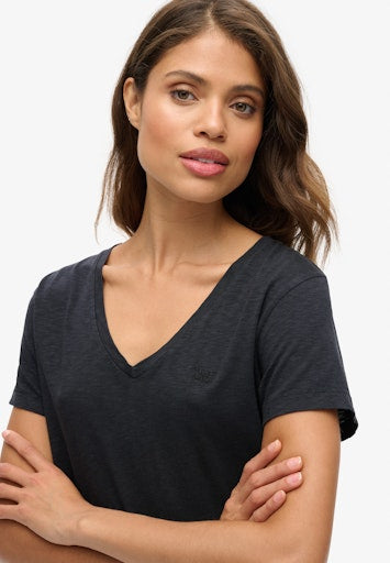 Studios Slub Embroidered Vee Tee - Eclipse Navy