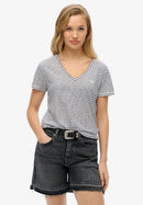 Studios Embroidered Tee - Navy Optic Stripe