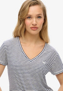 Studios Embroidered Tee - Navy Optic Stripe