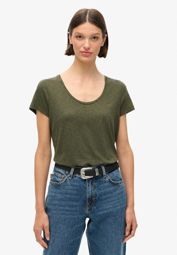 Scoop Neck Tee - Army Khaki Green