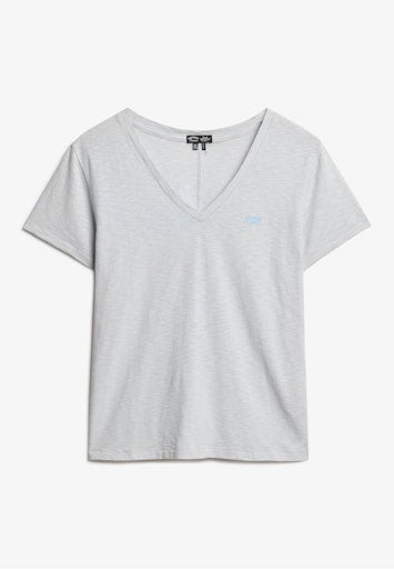 Studios Slub Embroidered Vee Tee - Ashley Blue/optic Stripe