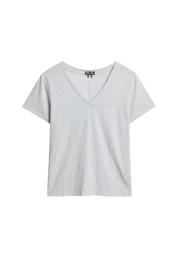 Studios Slub Embroidered Vee Tee - Ashley Blue/optic Stripe