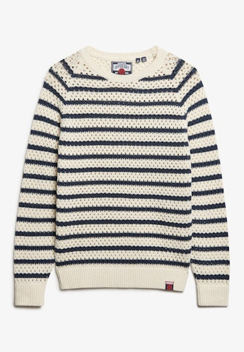 Stripe Slouchy Roundneck Jumper - Natural White Stripe