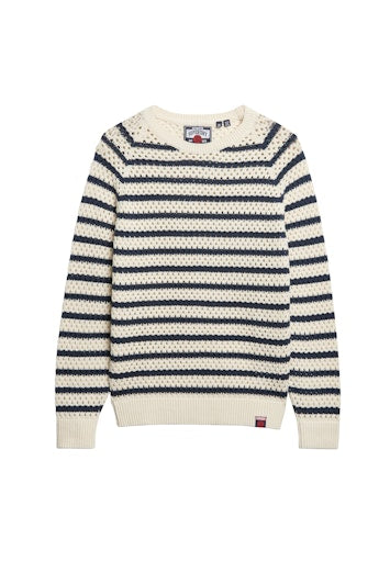 Stripe Slouchy Roundneck Jumper - Natural White Stripe