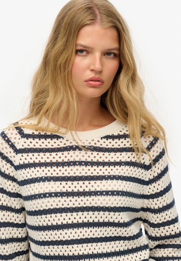 Stripe Slouchy Roundneck Jumper - Natural White Stripe