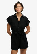Belted Utility Playsuit - Black