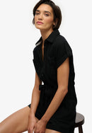 Belted Utility Playsuit - Black
