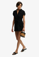 Belted Utility Playsuit - Black