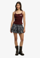 Athletic Essentials Embroidered Button Cami Top - Port Red
