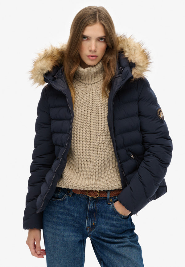 Fuji Faux Fur Hood Padded Jacket - Eclipse Navy
