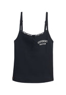 Athletic Essentials Embroidered Button Cami Top - Eclipse Navy