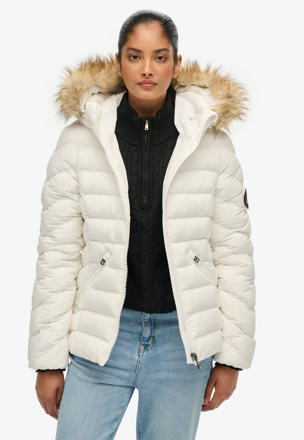 Fuji Faux Fur Hood Padded Jacket - Bright White