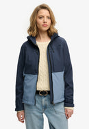 Hooded Colourblock Trekker Jacket - Lauren Navy & Tidal Blue