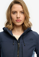 Hooded Colourblock Trekker Jacket - Lauren Navy & Tidal Blue