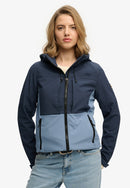 Hooded Colourblock Trekker Jacket - Lauren Navy & Tidal Blue
