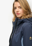 Hooded Colourblock Trekker Jacket - Lauren Navy & Tidal Blue