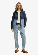 Hooded Colourblock Trekker Jacket - Lauren Navy & Tidal Blue