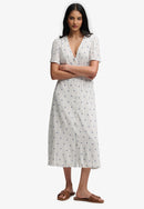 Printed Button Short Sleeve Midi Tea Dress - Carnation Cream Ditsy Stripe