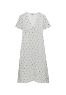 Printed Button Short Sleeve Midi Tea Dress - Carnation Cream Ditsy Stripe