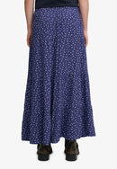 Woven Tiered Maxi Skirt - Mariner Navy Ditsy Floral