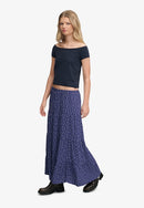 Woven Tiered Maxi Skirt - Mariner Navy Ditsy Floral