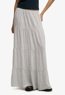 Woven Tiered Maxi Skirt - Off White Ditsy Hearts