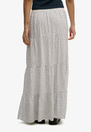 Woven Tiered Maxi Skirt - Off White Ditsy Hearts