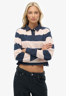 Athletic Essentials Crop Stripe Rugby Top - Lauren Navy & Pink