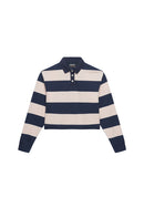 Athletic Essentials Crop Stripe Rugby Top - Lauren Navy & Pink