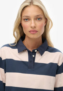 Athletic Essentials Crop Stripe Rugby Top - Lauren Navy & Pink