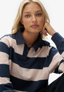 Athletic Essentials Crop Stripe Rugby Top - Lauren Navy & Pink